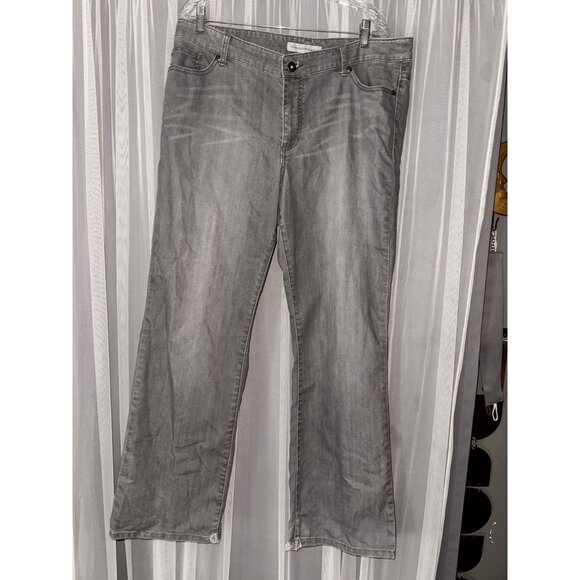 Chicos Platinum Denim Gray Jeans Size 2.5 Regular 72% Cotton 28% Elastrell-P dis - Picture 1 of 10